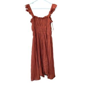 Coral Orange Boho Flowy Tank Top Dress